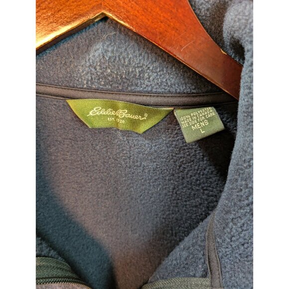 Eddie Bauer Polartec Navy Blue Fleece Full Zip Vest Size Large L Sleeveless - Picture 3 of 6